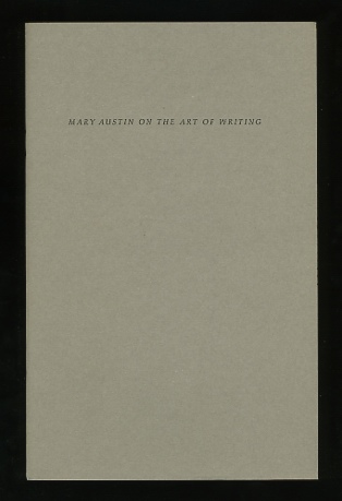 Image for Mary Austin On the Art of Writing; A letter to Henry James Forman