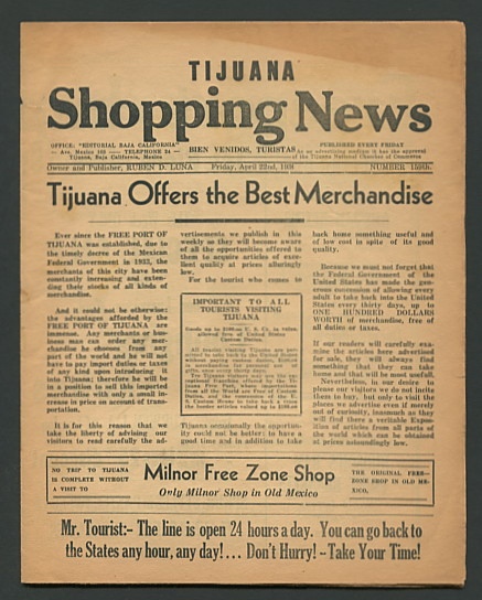 Image for Tijuana Shopping News - issue of April 22, 1938