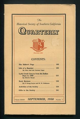 Image for The Historical Society of Southern California Quarterly (September 1950)
