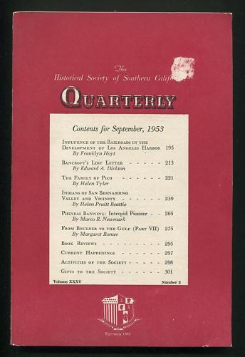 Image for The Historical Society of Southern California Quarterly (September 1953)