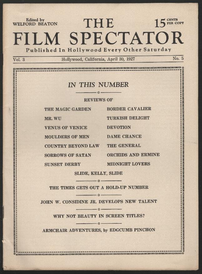 Image for The Film Spectator (issue of April 30, 1927) The Film Spectator (issue of April 30, 1927)
